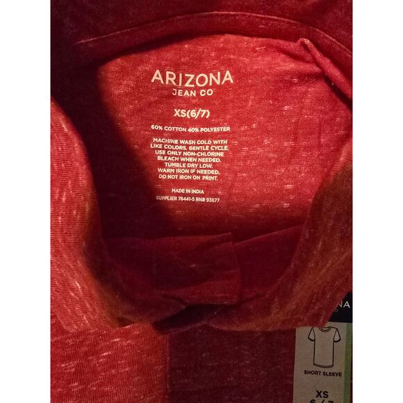 NWT Arizona Jean Co Kid Short Sleeve Polo Red Block XS - Picture 3 of 3